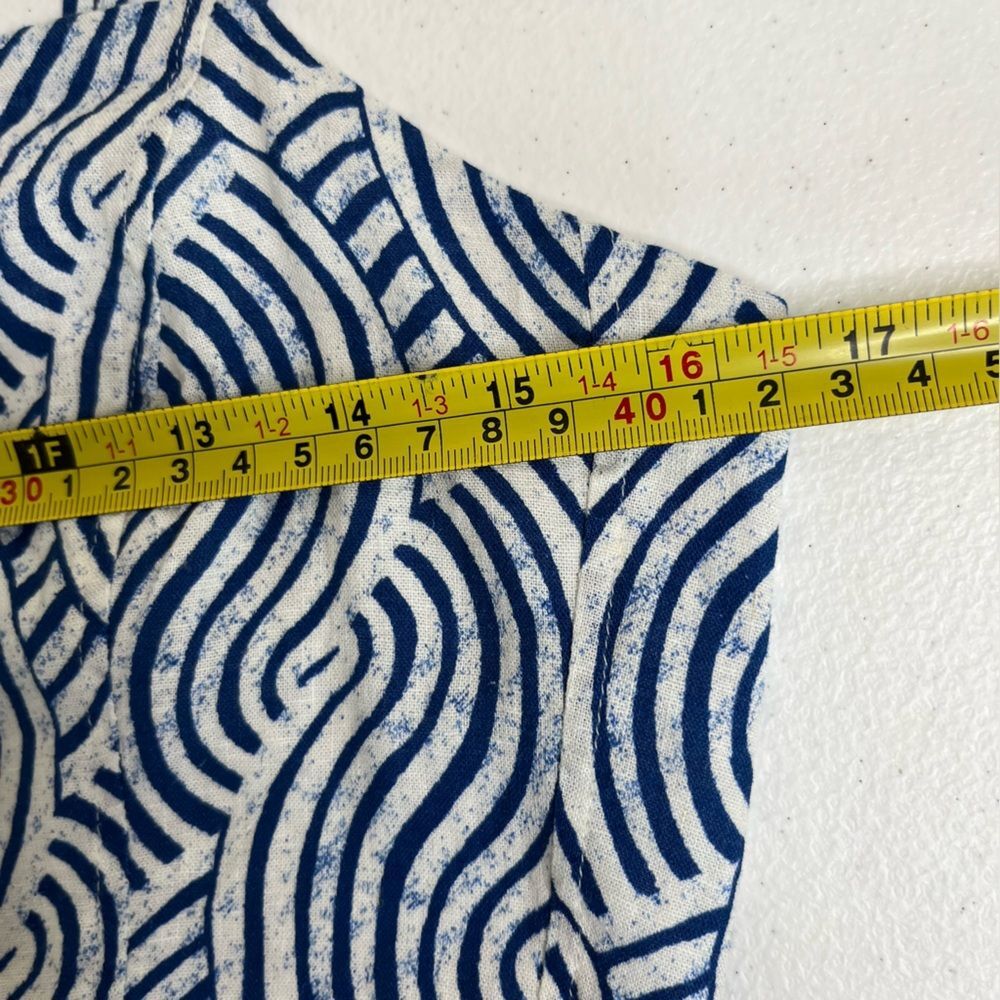 H&M Linen Blend Blue White Spaghetti Strap Midi Sundress Smocked Women Small - Picture 10 of 15